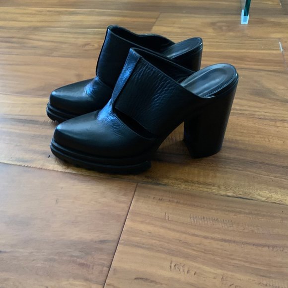 Black Leather Tread Mules - Picture 5 of 5